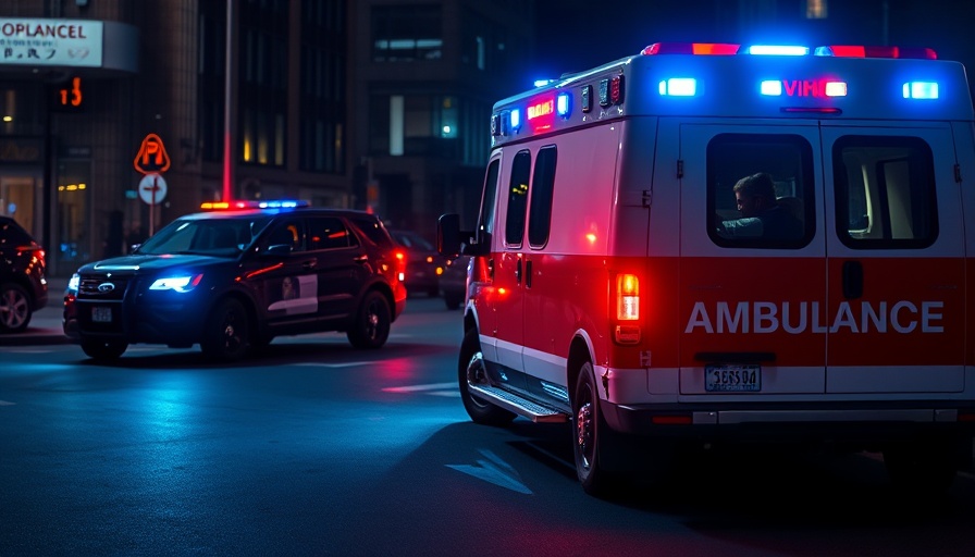 Police car and ambulance at night ensuring safety