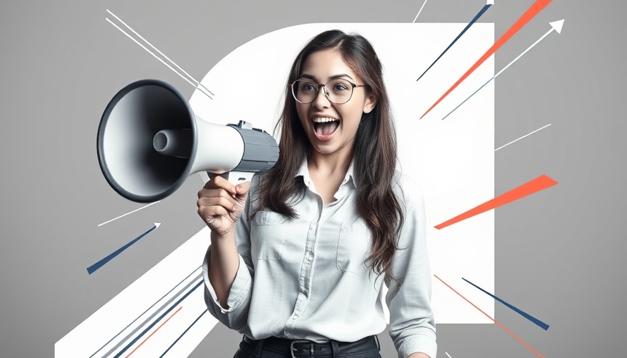 Confident young woman expressing with a megaphone. Craft Your Best Brand Voice.