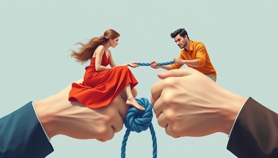 Illustration of competition concept with two people on rope.