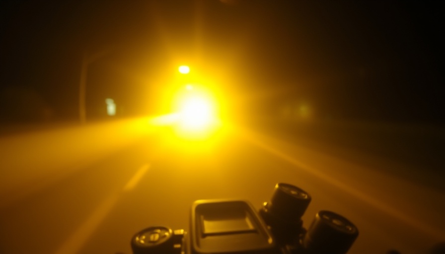 Police body camera footage showing bright light in dark setting, related to officer safety.