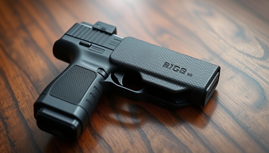 Pocket carry firearm for self-defense on wooden surface.