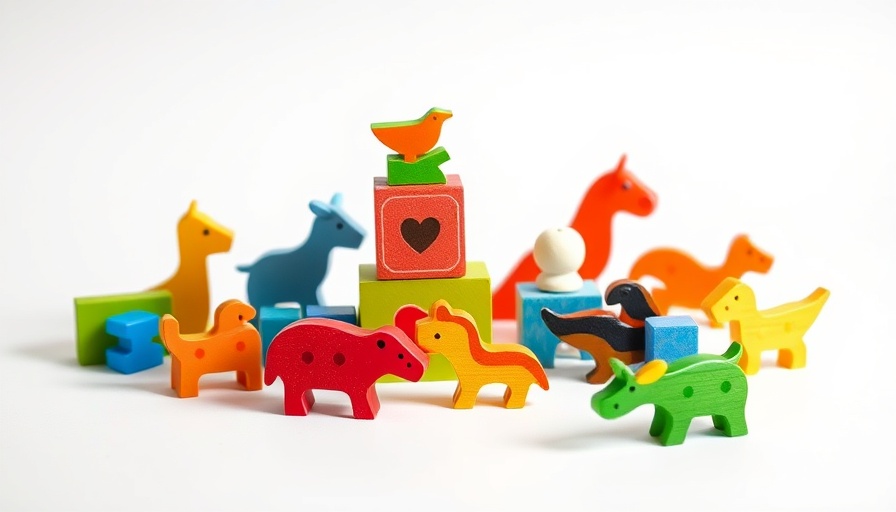 Colorful wooden block animals on white surface, symbolizing investing in veterinary clinics.