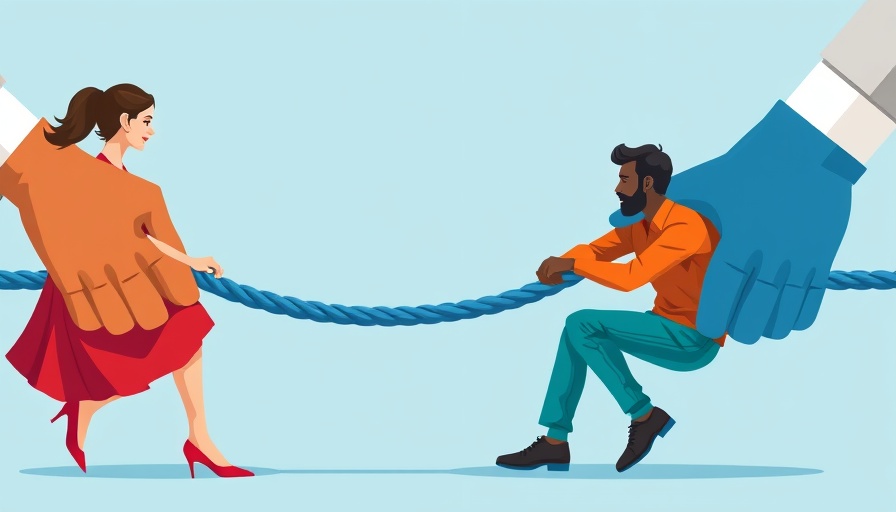 Competitor Bidding in Paid Search concept with two individuals in tug of war.