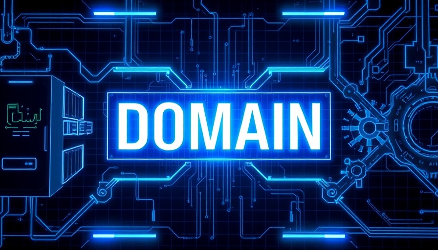 Futuristic interface depicting domain concept with glowing icons.