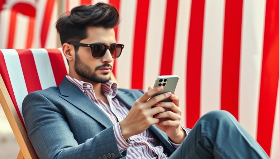 Stylishly dressed person managing multiple Instagram accounts on phone outdoors.