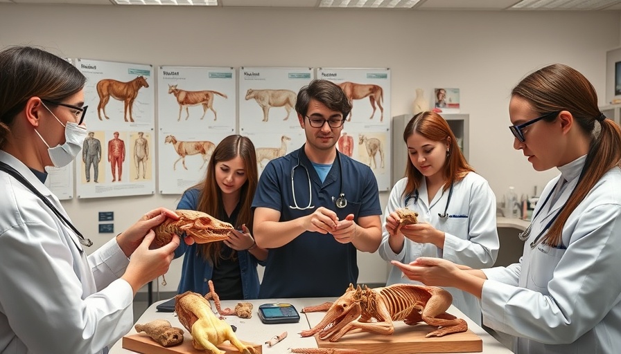 Utah State veterinary program, students in hands-on anatomy class.