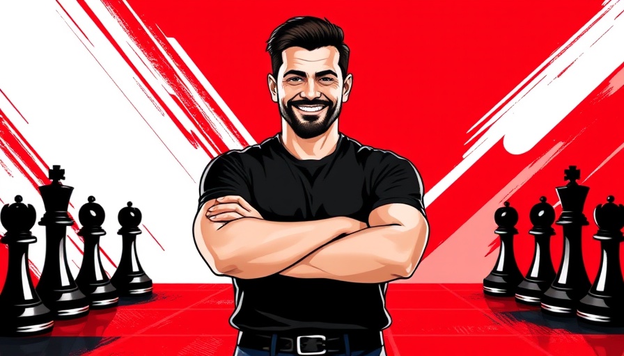 Mindful growth for MedSpa owners concept with confident man in graphic design