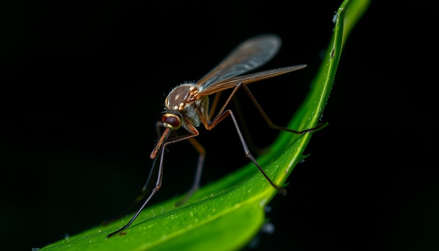Close-up of mosquito vector on leaf for Japanese encephalitis