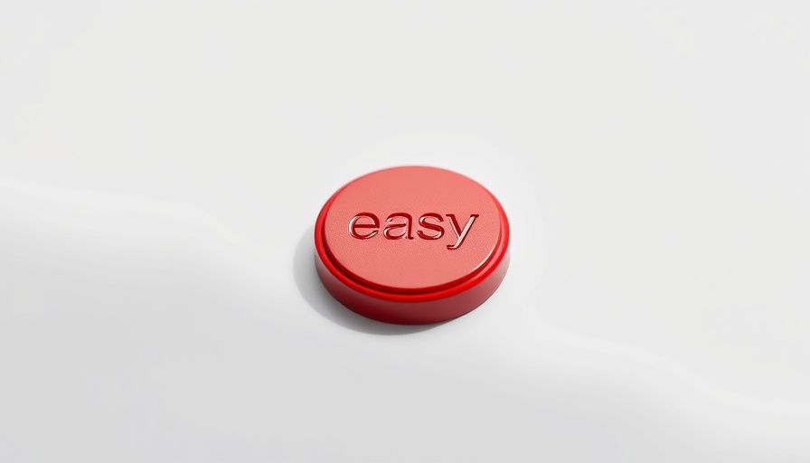 Minimalist red button with 'easy' text symbolizing law enforcement innovation.