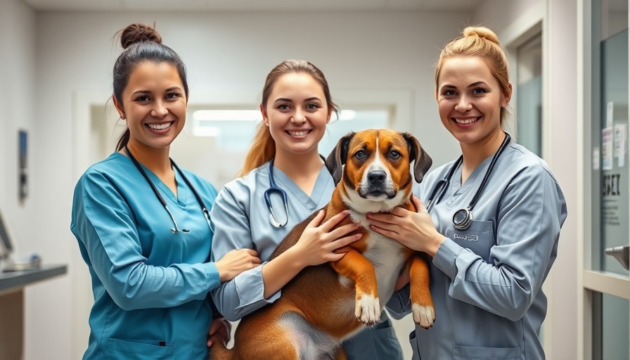 Veterinary team with dog at clinic representing Illinois title protection law for veterinary technicians.