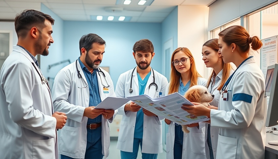 Veterinary team collaborating on patient care plans