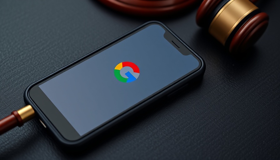 Google logo on phone beside gavel, symbolizing legal decision in Google Default Search Deals Ruling.