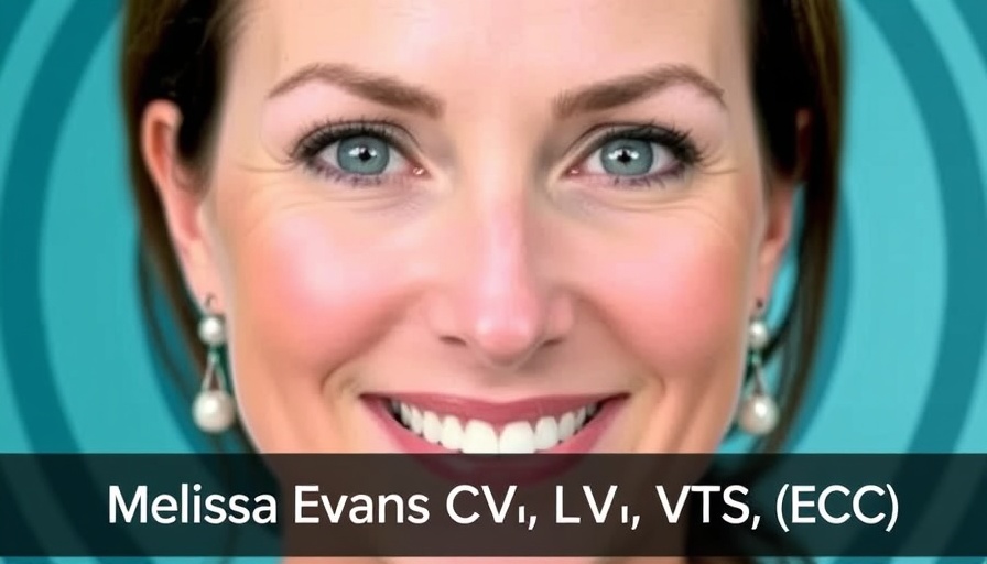Interview with a veterinary professional in a digital graphic setting.