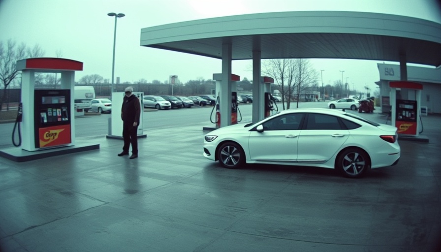 CCTV footage of a gas station with a car and a person on the ground, emphasizing police officer safety.