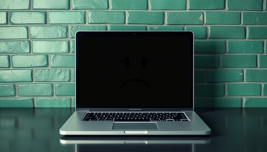 Laptop with a sad face screen illustrating technical issues, SEO performance veterinary clinics.