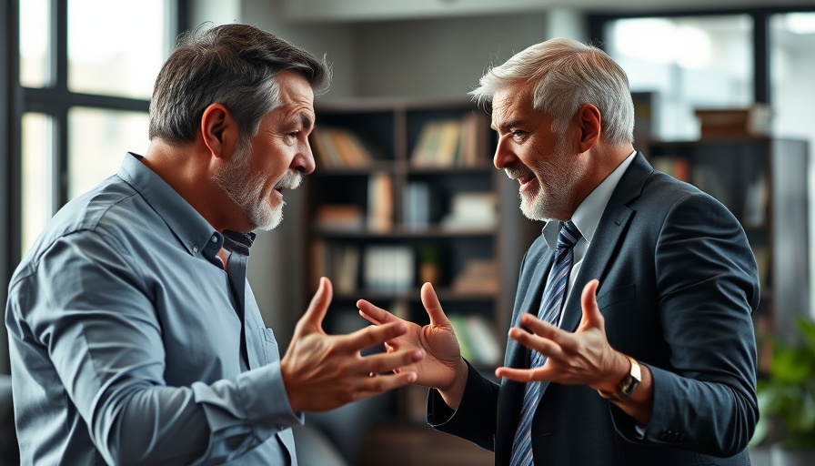 Conflict in family business depicted as intense disagreement in office.