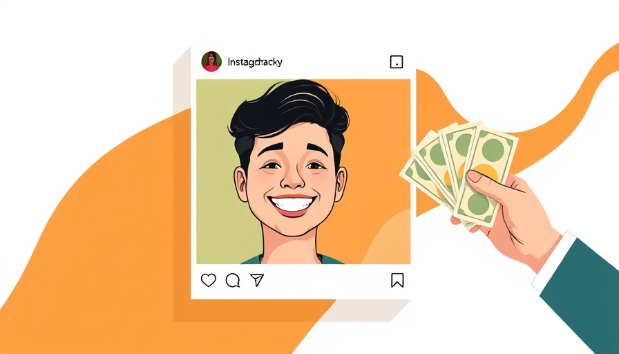 Instagram post illustration with person and money for sponsorship.