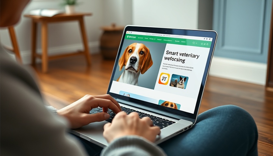 Smart veterinary website on laptop with beagle image