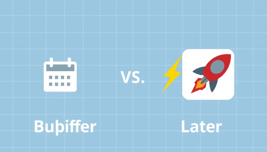 Buffer vs. Later social media management comparison with icons.