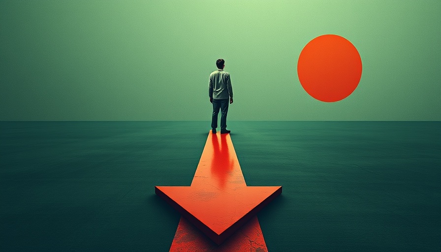 Surreal image symbolizing Google SEO changes impact MedSpas with person on downward arrow.