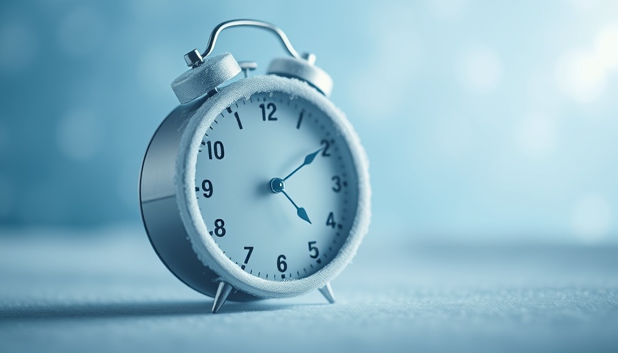 Frosty clock at 5 a.m., symbolizing business success, bokeh effect.
