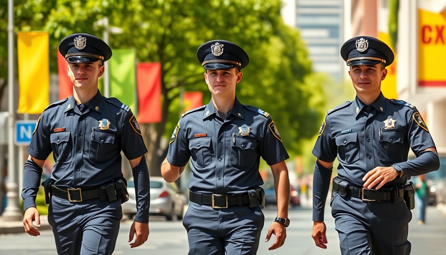 Police officers walking in a sunny street demonstrating recruitment strategies.
