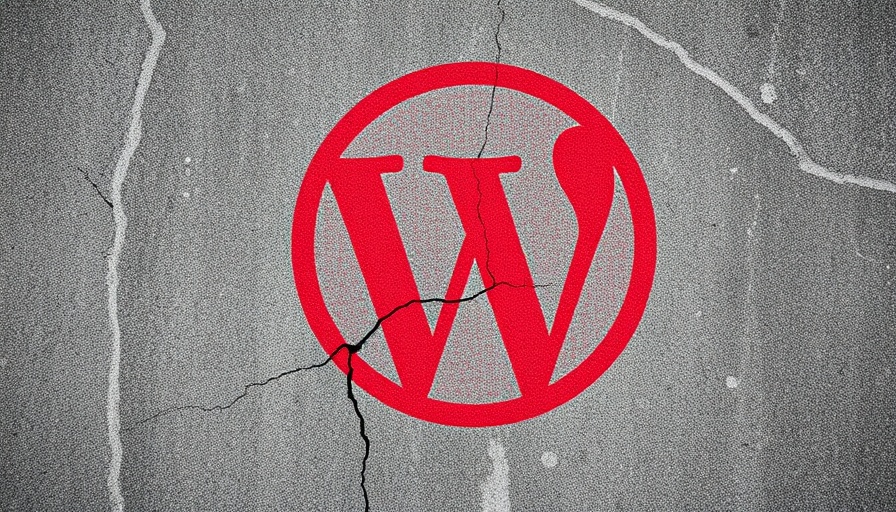 Cracked concrete with red WordPress logo, symbolizing internal WordPress conflict.