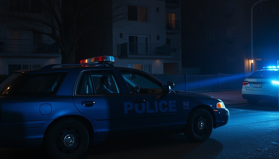 Police news: nighttime incident involving blue car in residential area.