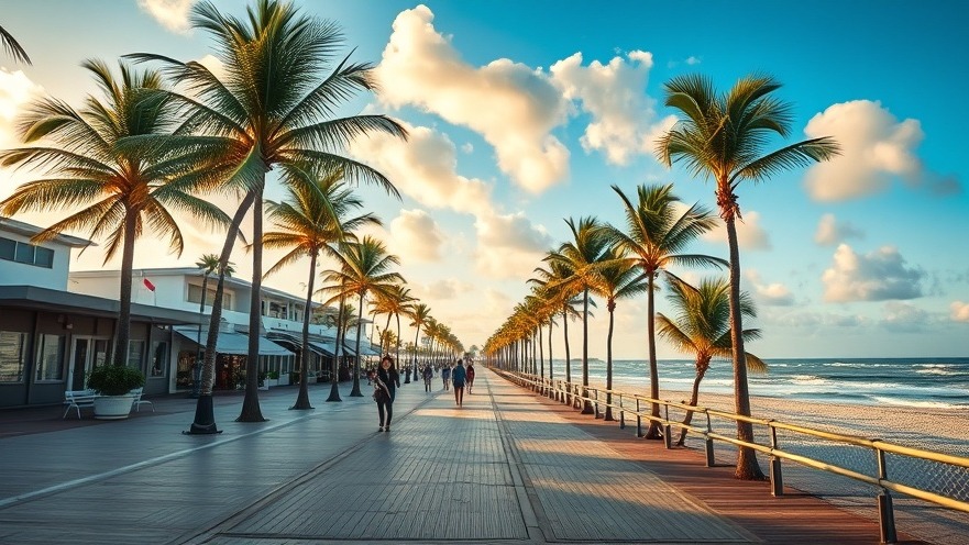 Vibrant Suncoast destinations with palm trees and Clearwater Beach tours at sunset.