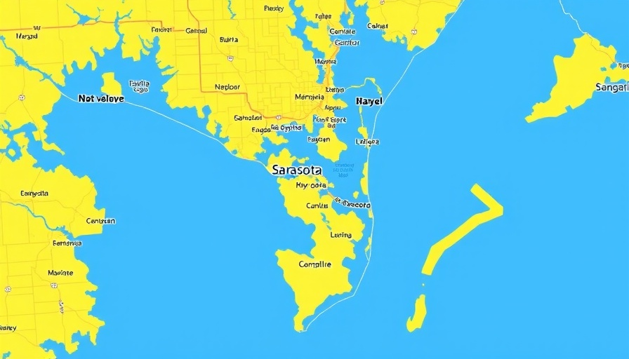 Map of Sarasota highlighting SRQ peak season area.