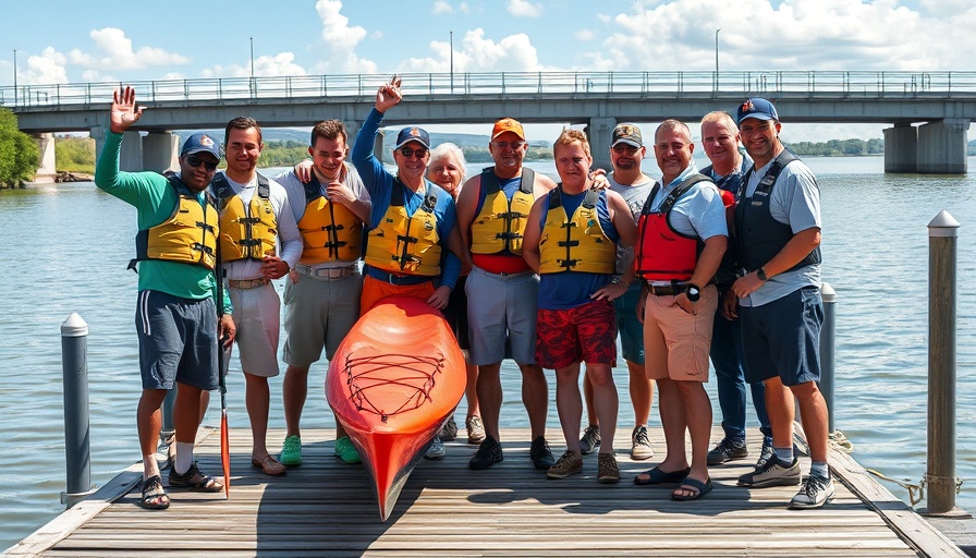 911 Calls Save Kayakers on Caloosahatchee River rescue team and kayakers on dock.