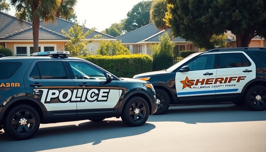 Law enforcement vehicles in Tampa residential area.