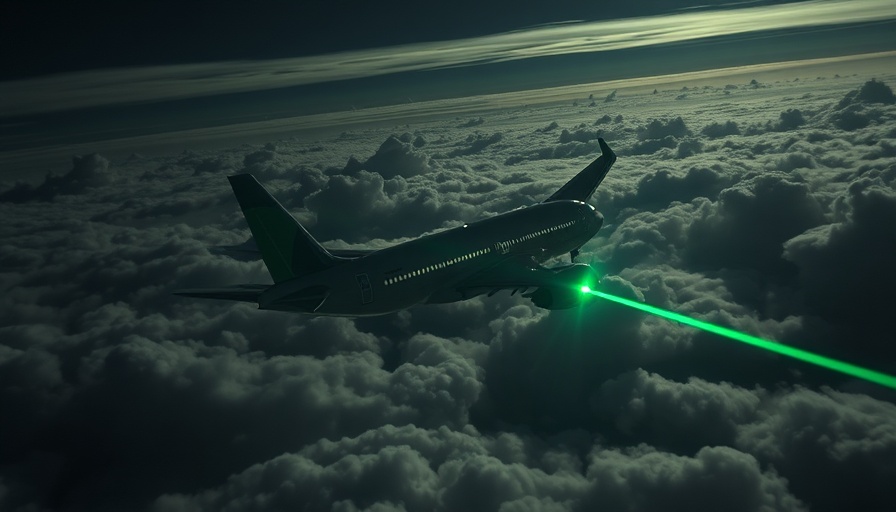 Airplane targeted by green laser in night sky: laser pointer incidents.