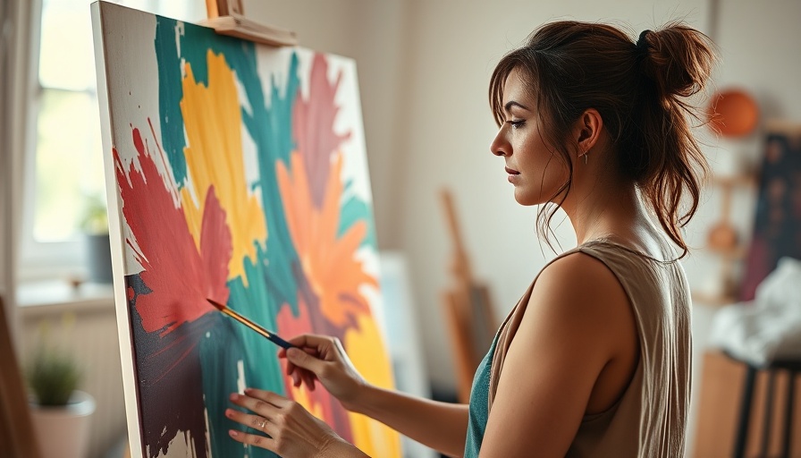 Jax Philip immersed in her artistic journey, painting in studio.
