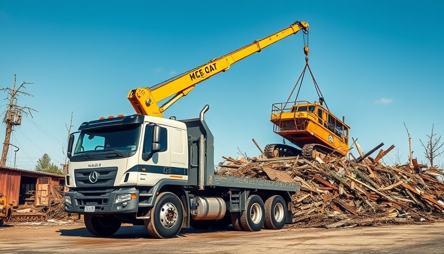 Industrial truck for storm debris cleanup on Suncoast, dynamic equipment.