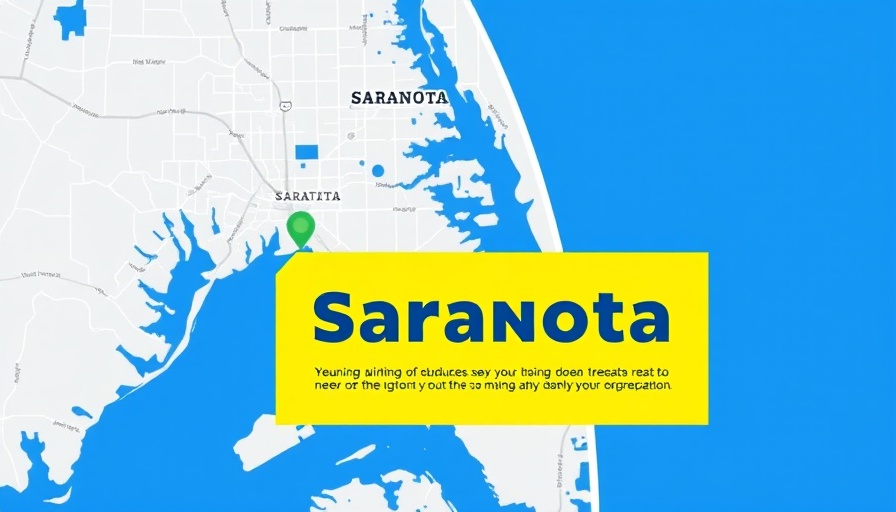 Sun Coast recent news map highlighting Sarasota, colorful design