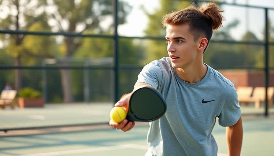 Player at US Collegiate Pickleball Championships in Cape Coral preparing to serve.