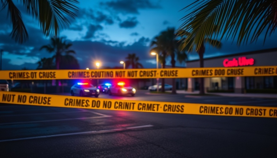 Crime scene in Naples Manor with caution tape and police lights