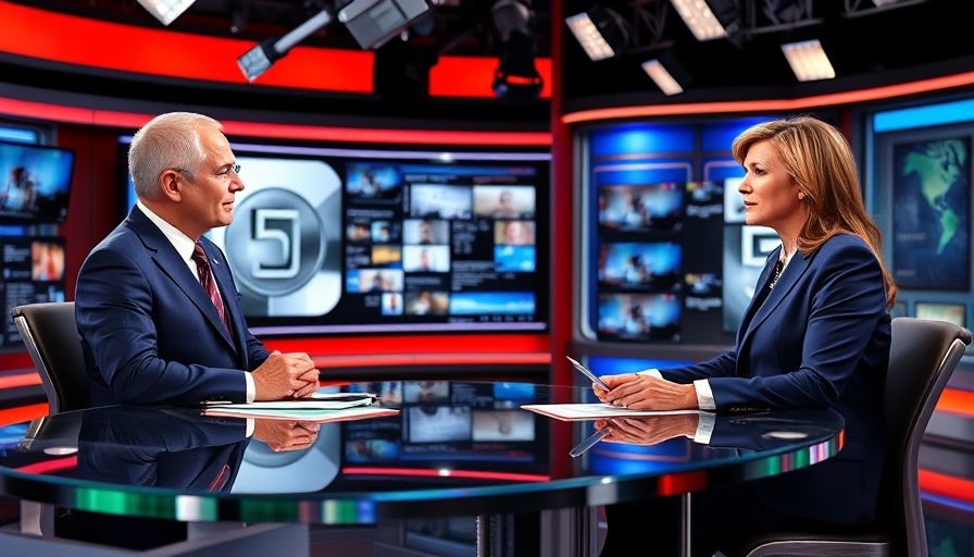 Sun Coast recent news broadcast with two anchors in studio.