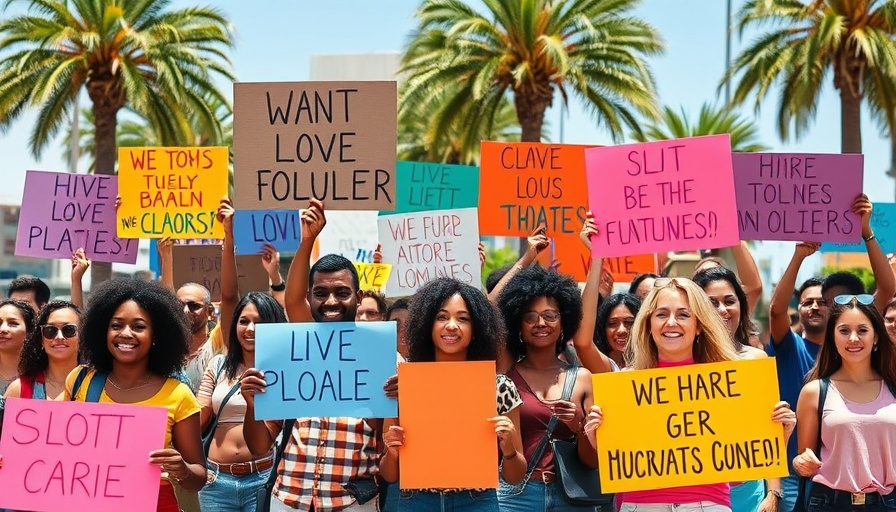 Protesters with signs at 'Hands Off!' rally against Trump and Musk.