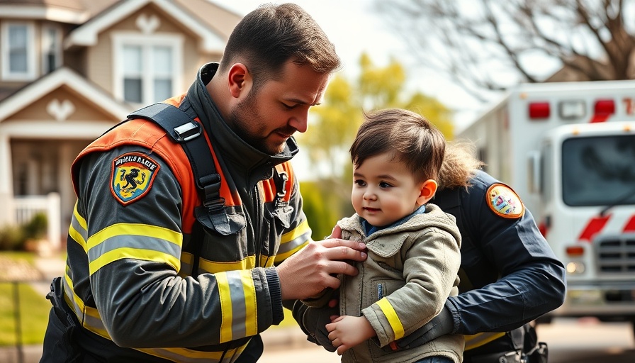 Emergency responders aiding child outside house in Florida case.