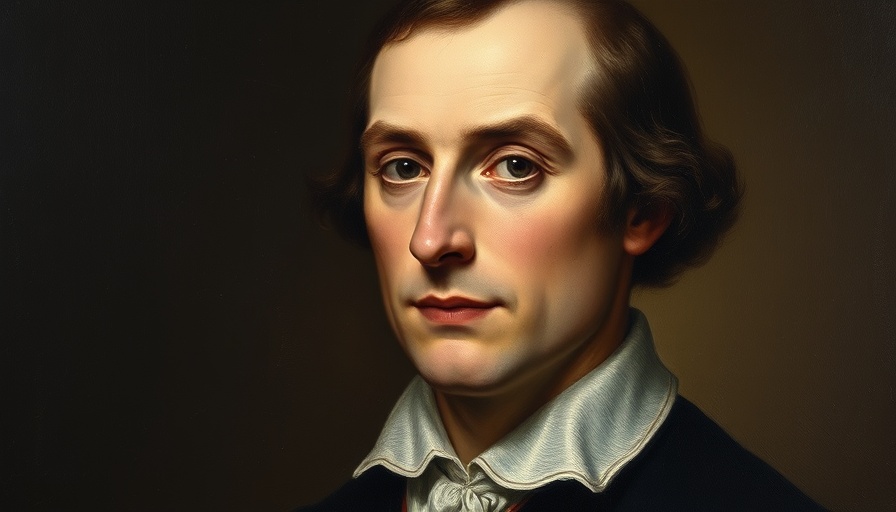 18th-century man's portrait in classic style for the Battle of Lexington and Concord anniversary.