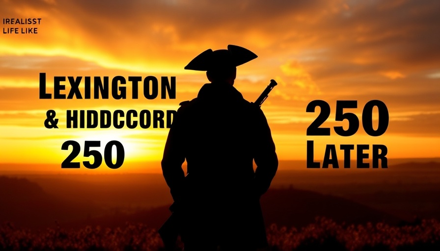 250th Anniversary of Lexington and Concord memorial at sunset.