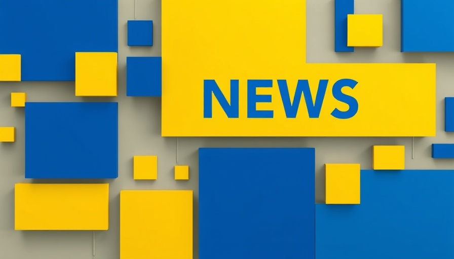 Abstract blue and yellow graphic layout for SNN News.