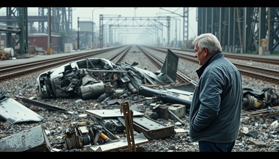 Florida plane crash news: Man examines crash wreckage in industrial area.