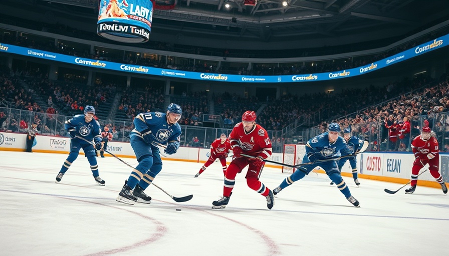 Intense hockey game with Red Wings player competing.