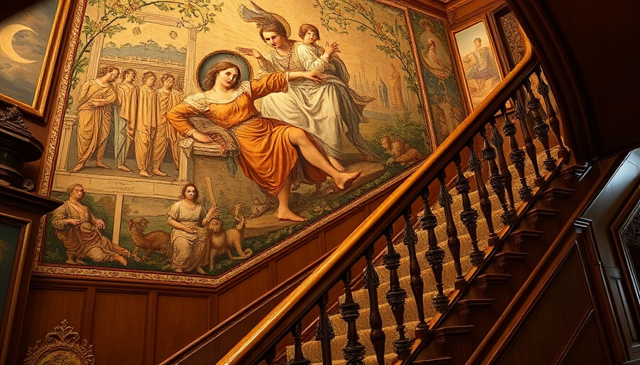 Newport Mansions Historical Preservation tapestry and staircase showcasing.