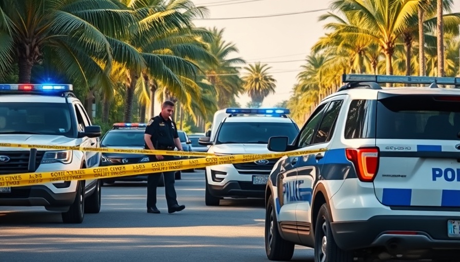 Police vehicles in Palm Harbor investigation scene.