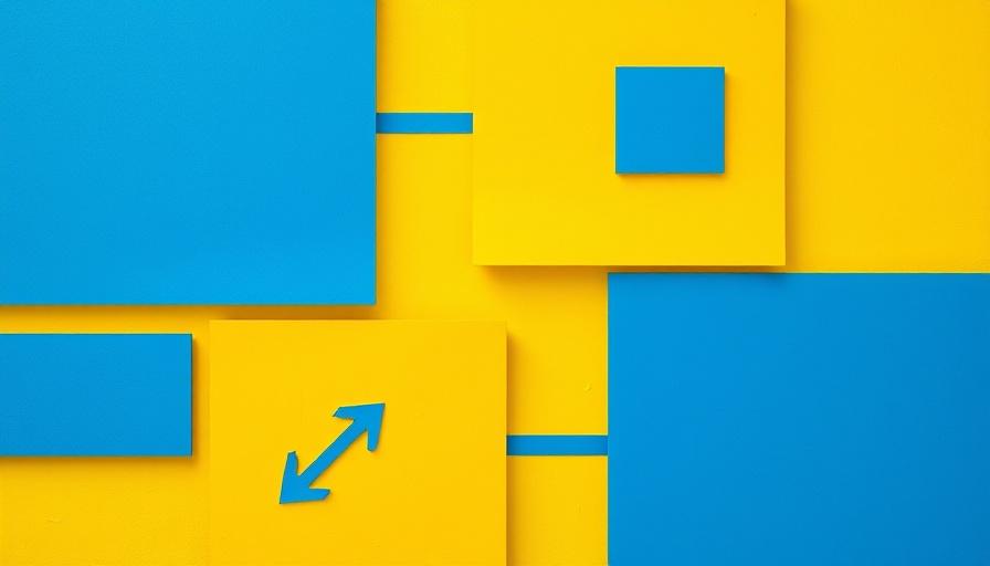 Modern graphic with blue and yellow shapes indicating movement, linked to sun coast recent news.