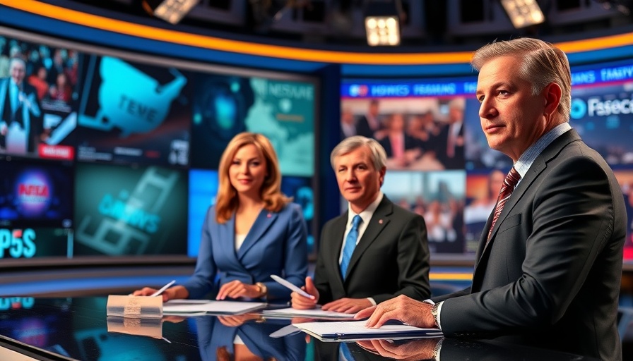 News anchors presenting live on Suncoast News Network set.